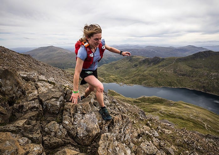 Lisa Watson in action on Crib Goch at the 2022 Montane Dragons Back Race - © No Limits Photography