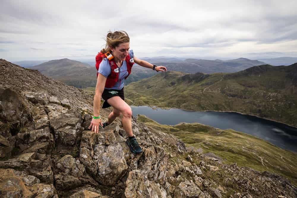 Lisa Watson in action on Crib Goch at the 2022 Montane Dragons Back Race - © No Limits Photography