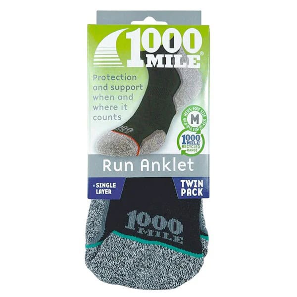 1000 Mile Men's Repreve Run Anklet Twin Pack 3
