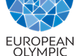 1. Logo of European Olympic Committees with colourful Olympic rings illustrating sports governance and international cooperation.