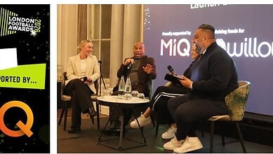 Panel discussion at MIQ event with speakers and audience, showcasing sports marketing and event management insights.