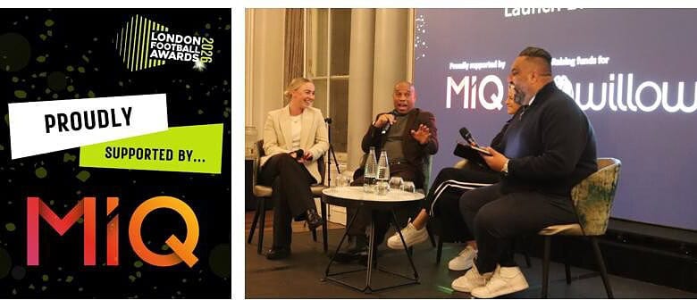 Panel discussion at MIQ event with speakers and audience, showcasing sports marketing and event management insights.