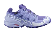 Salomon Speedcross 6 GORE-TEX trail running shoe in purple with rugged outsole for trail running and waterproof GORE-TEX membrane.