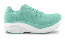 Light green Women's Atmos 2 running shoe with cushioned sole, designed for comfort and performance during running activities.