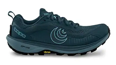 Women's Terraventure 5 trail running shoe by Topo Athletic featuring durable design and Vibram outsole for outdoor running.