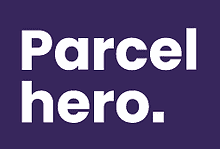 Parcelhero logo featuring bold white text on a dark purple background, representing a logistics and delivery service.