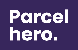 Parcelhero logo featuring bold white text on a dark purple background, representing a logistics and delivery service.