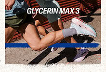 Close-up of a runner wearing Glycerin Max 3 shoes, emphasizing comfort and cushioning for long-distance running.